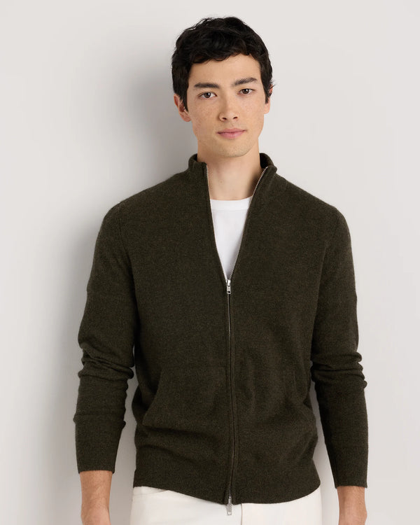 Mongolian Cashmere Full Zip Sweater - S / Teak