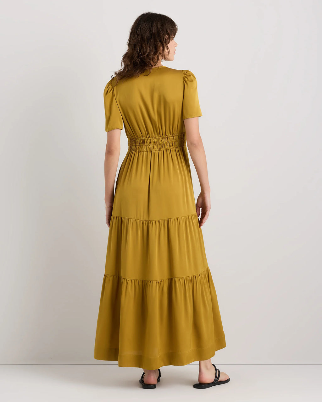 Washable Stretch Silk Tiered Maxi Dress - XS / Navy