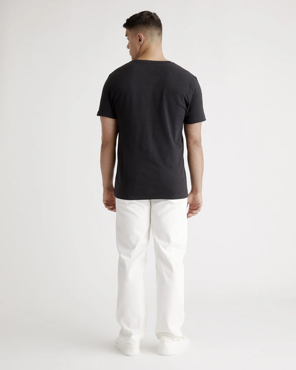 100% Organic Cotton Slub V-Neck Tee - S / Heather Grey