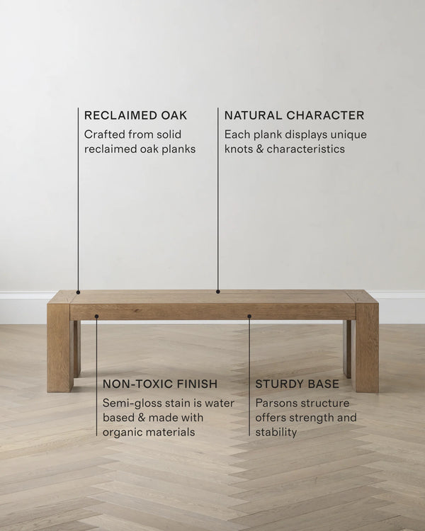 Reclaimed Oak Parsons Dining Bench - One Size / Weathered Oak