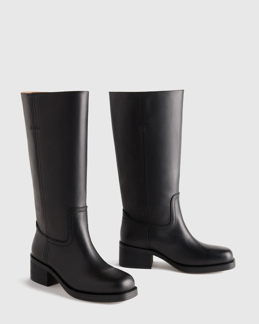 Italian Leather Block Heel Boot - 5 / Chestnut
