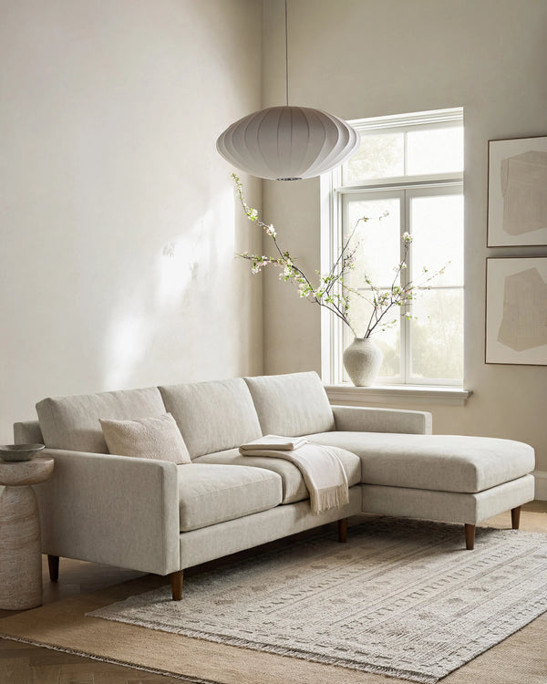 Atlas Midcentury Chaise Sectional in Performance Basketweave - 106" Right Arm / Navy