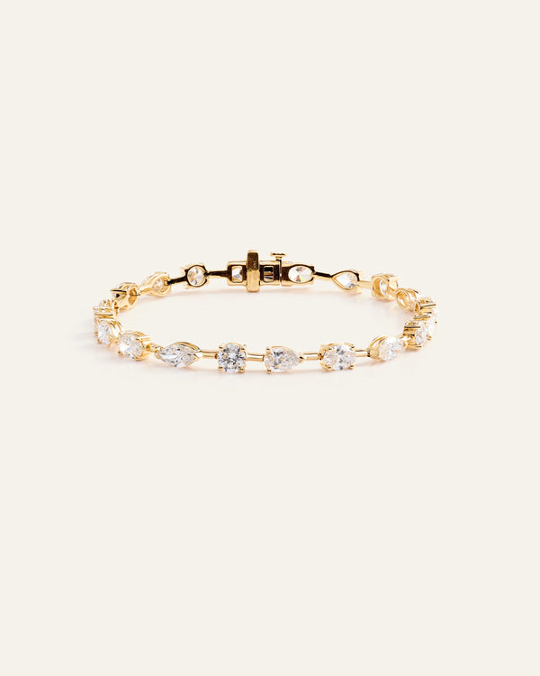 14K Gold Lab Grown Diamond Mixed Shape Tennis Bracelet - 6.5" / Yellow Gold