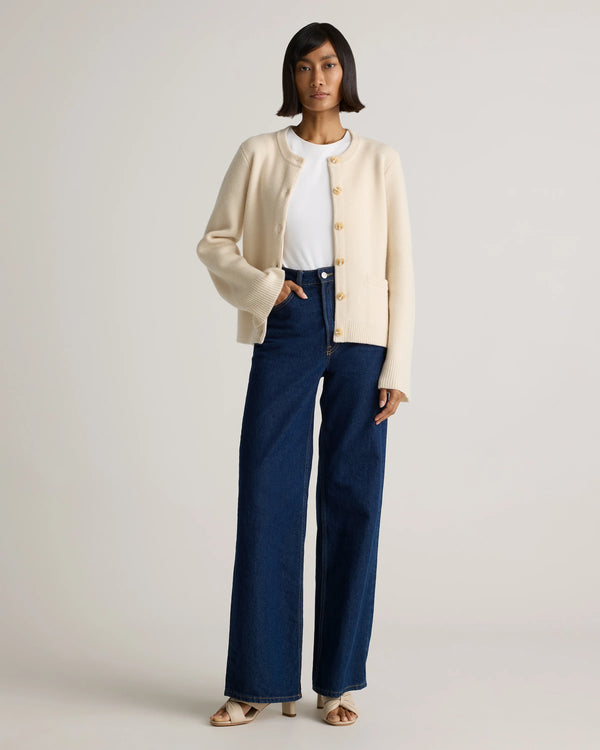 Mongolian Cashmere Structured Cardigan - XS / Oatmeal