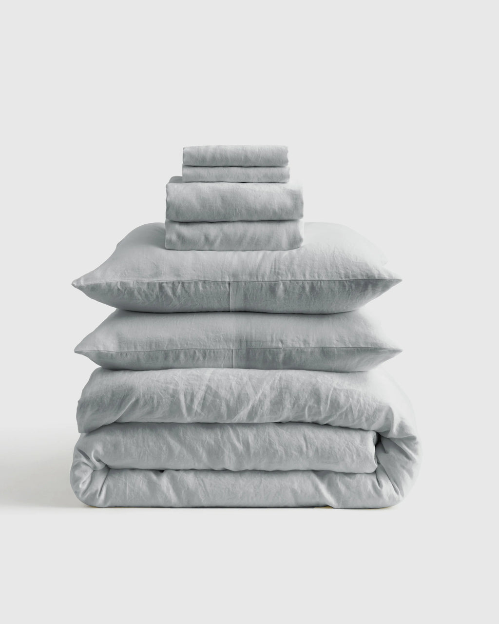 European Linen Deluxe Bedding Bundle - Twin / Willowleaf/White Stripe