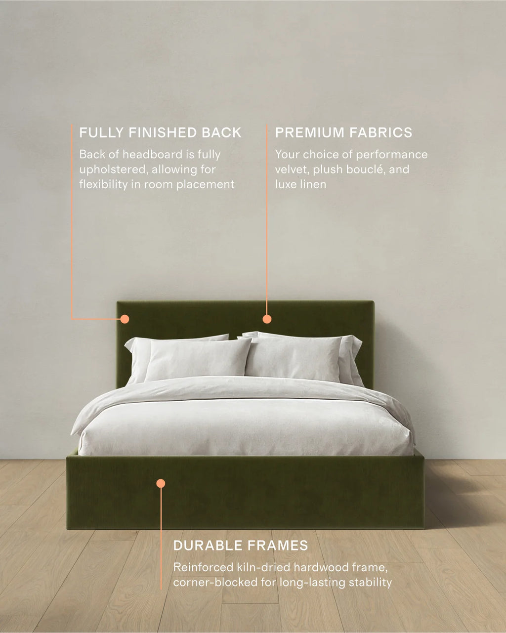 Square Bed in Performance Velvet - Full / Chocolate