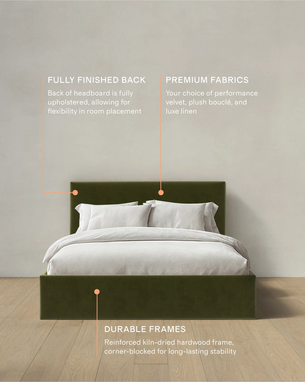 Square Bed in Performance Velvet - Full / Chocolate