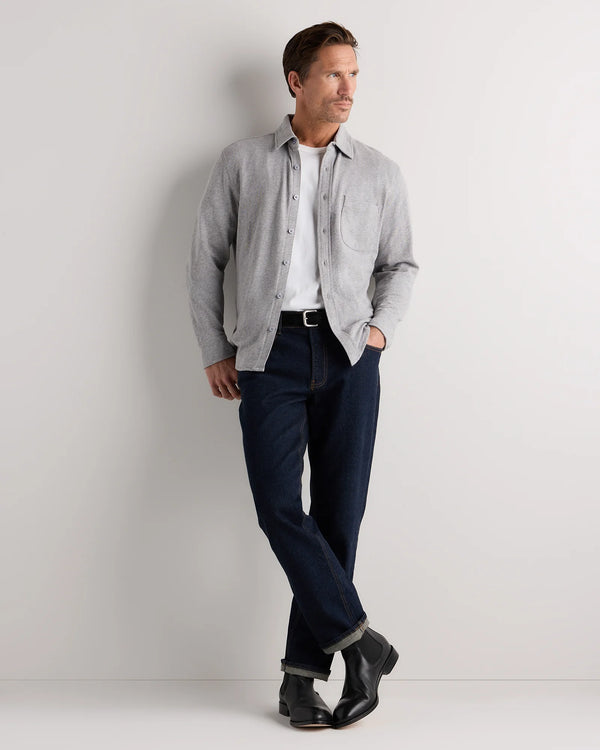 100% Organic Cotton Slub Long Sleeve Button Up Shirt - S / Heather Grey