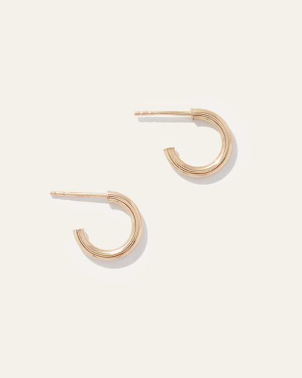 14K Gold Half Huggie Hoops - One Size / Yellow Gold