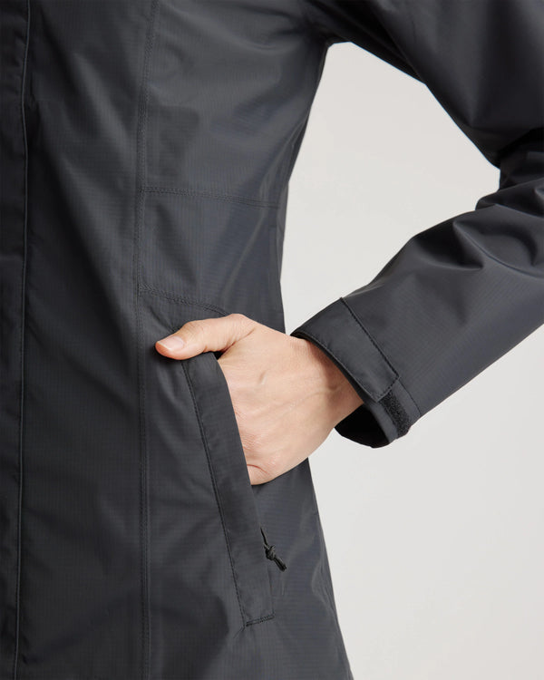 Weather Proof Long Rain Shell Jacket - XS / Ink Blue