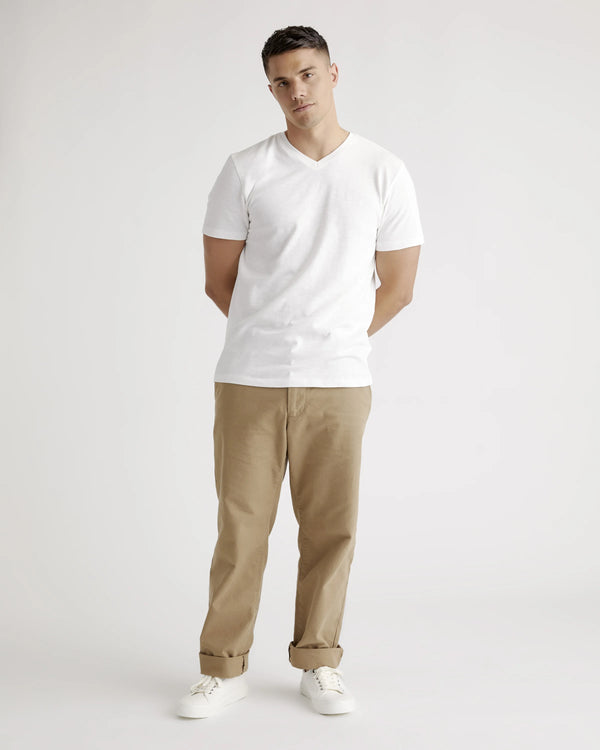 100% Organic Cotton Slub V-Neck Tee - S / Heather Grey