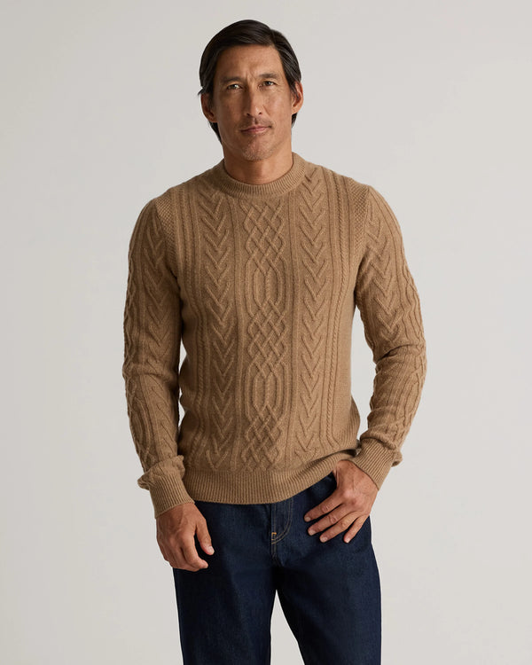 Mongolian Cashmere Cable Crewneck Sweater - S / True Navy