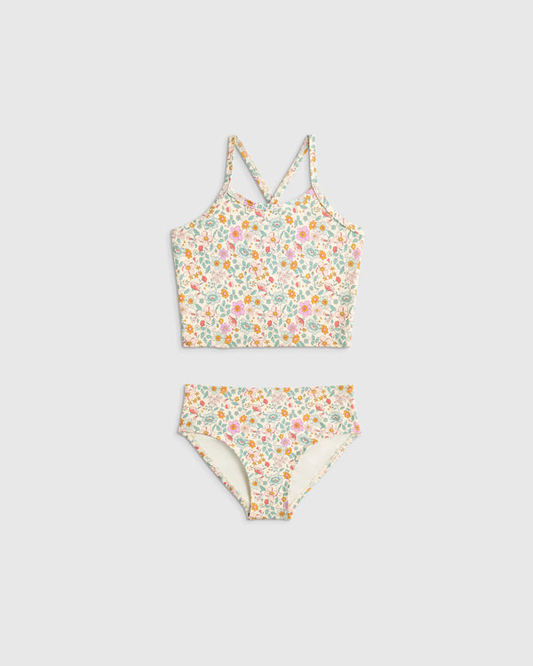 Tankini and Long Sleeve Raglan Rash Guard Set - 6 / Rainbow Stripe