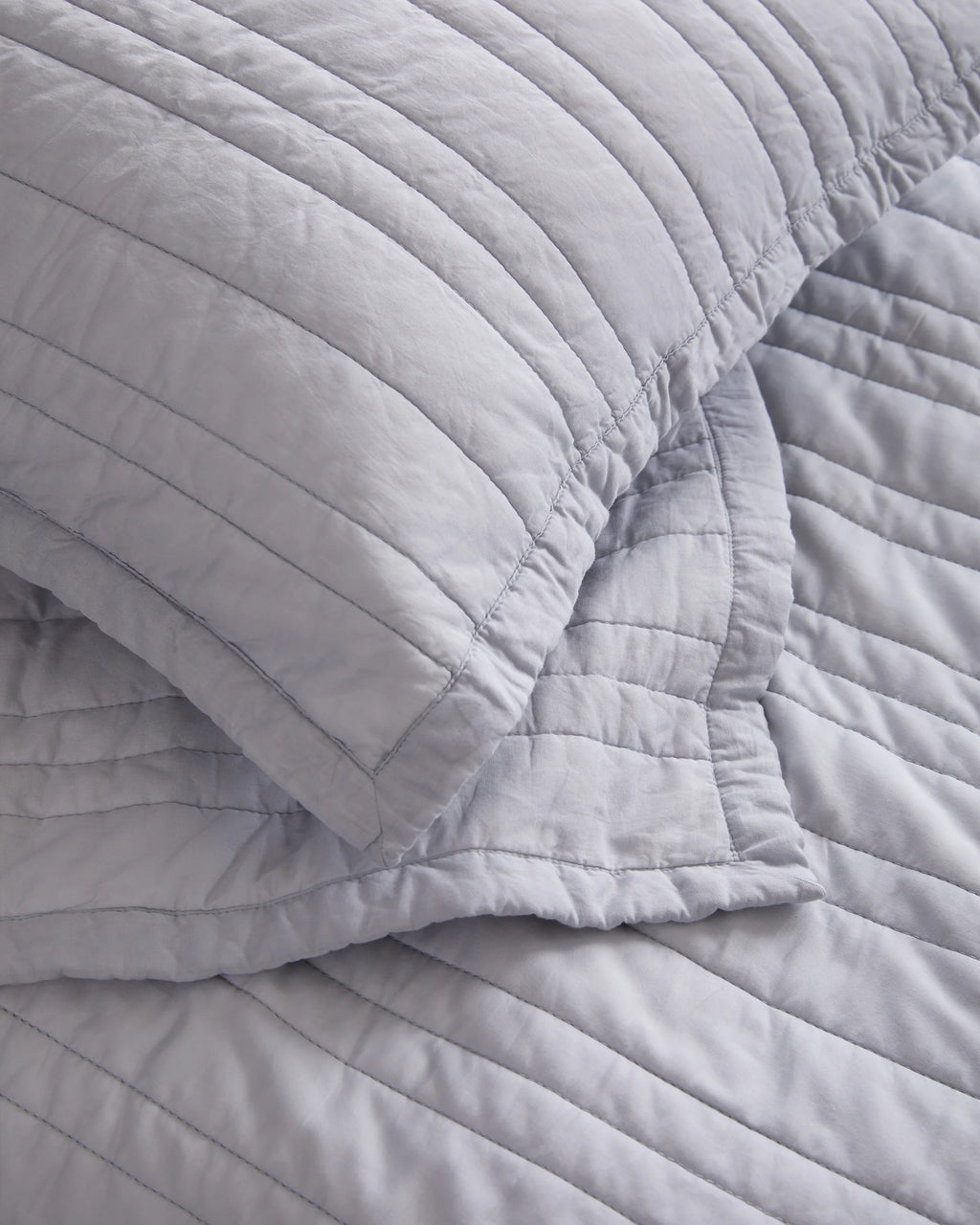 Organic Cotton Stripe Stitch Quilt - Twin / Light Blue