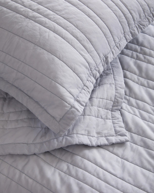 Organic Cotton Stripe Stitch Quilt - Twin / Light Blue