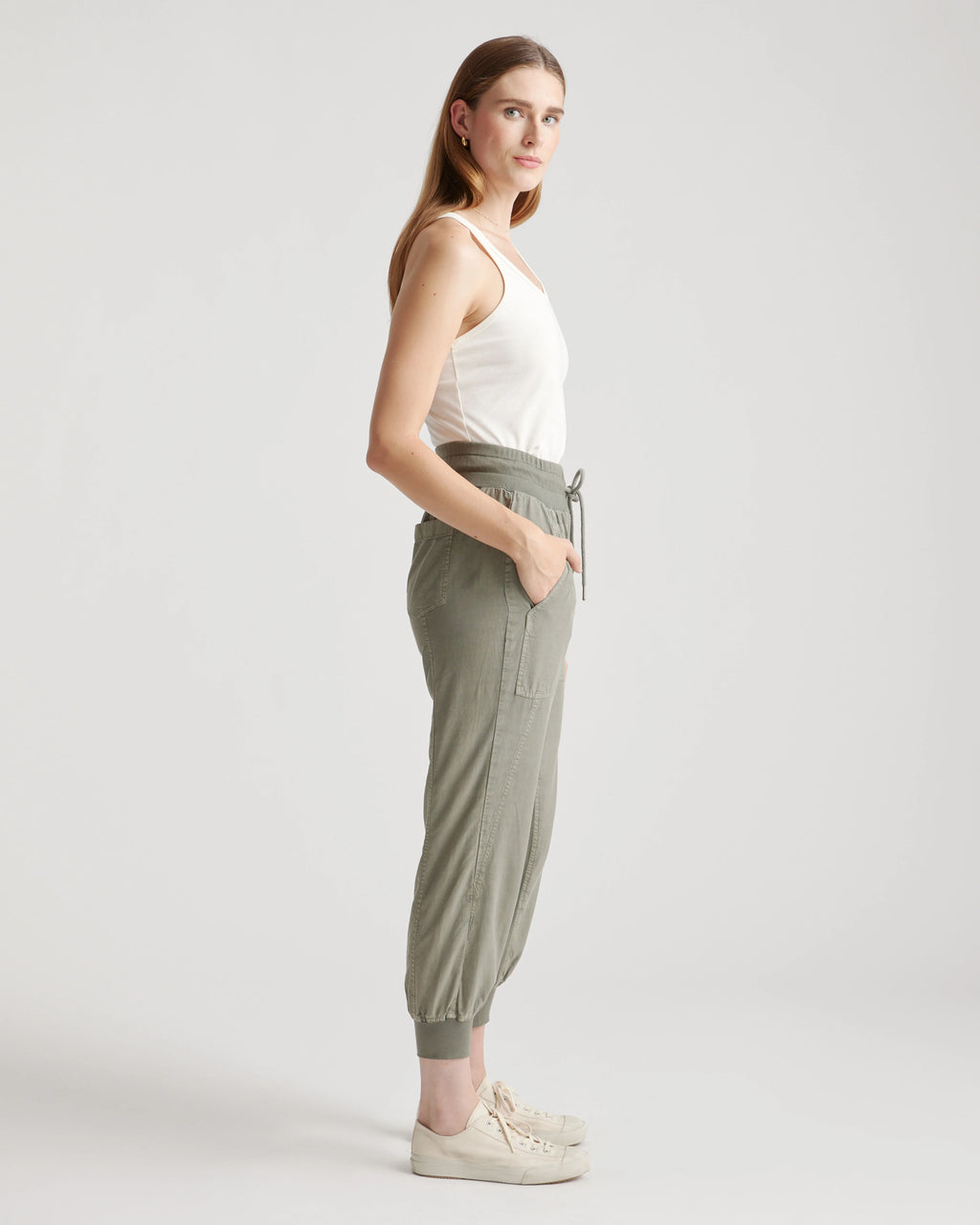 Vintage Wash Tencel Utility Jogger - XS / Olive