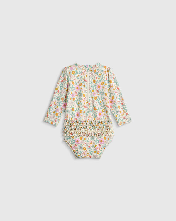 Long Sleeve Tie One-Piece Swimsuit - 0-3M / Soft Ditsy Floral