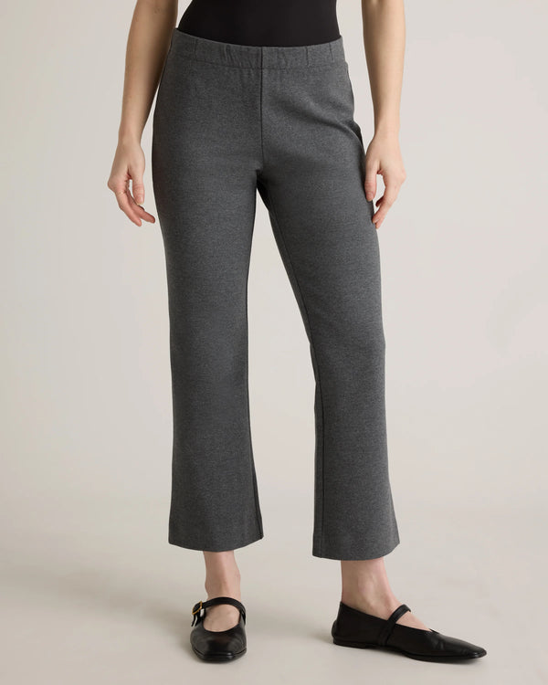 Organic Cotton Double Knit Kick Flare Pants - XS / Heather Charcoal Grey