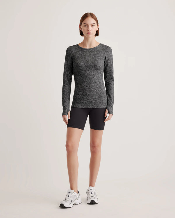 Ultra-Soft Fitted Long Sleeve Top - XS / Heather Navy