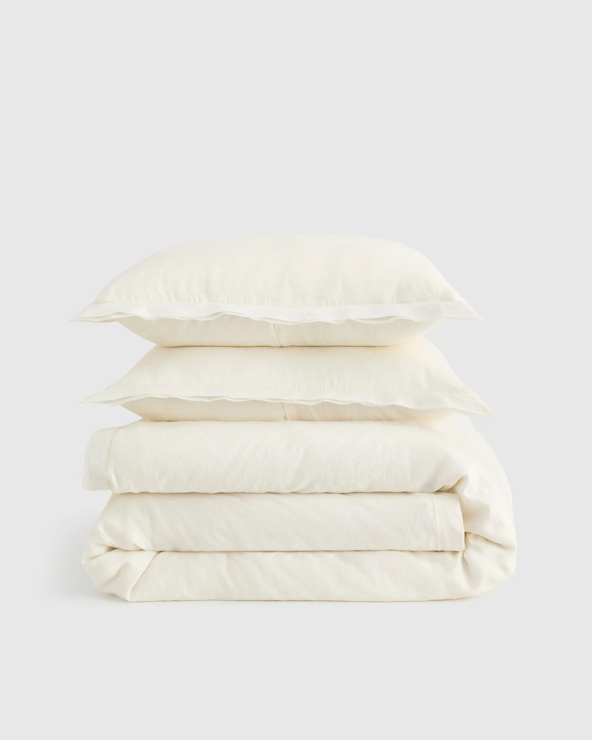 European Linen Double Flange Duvet Cover Set - Twin / Dusty Olive Main image
