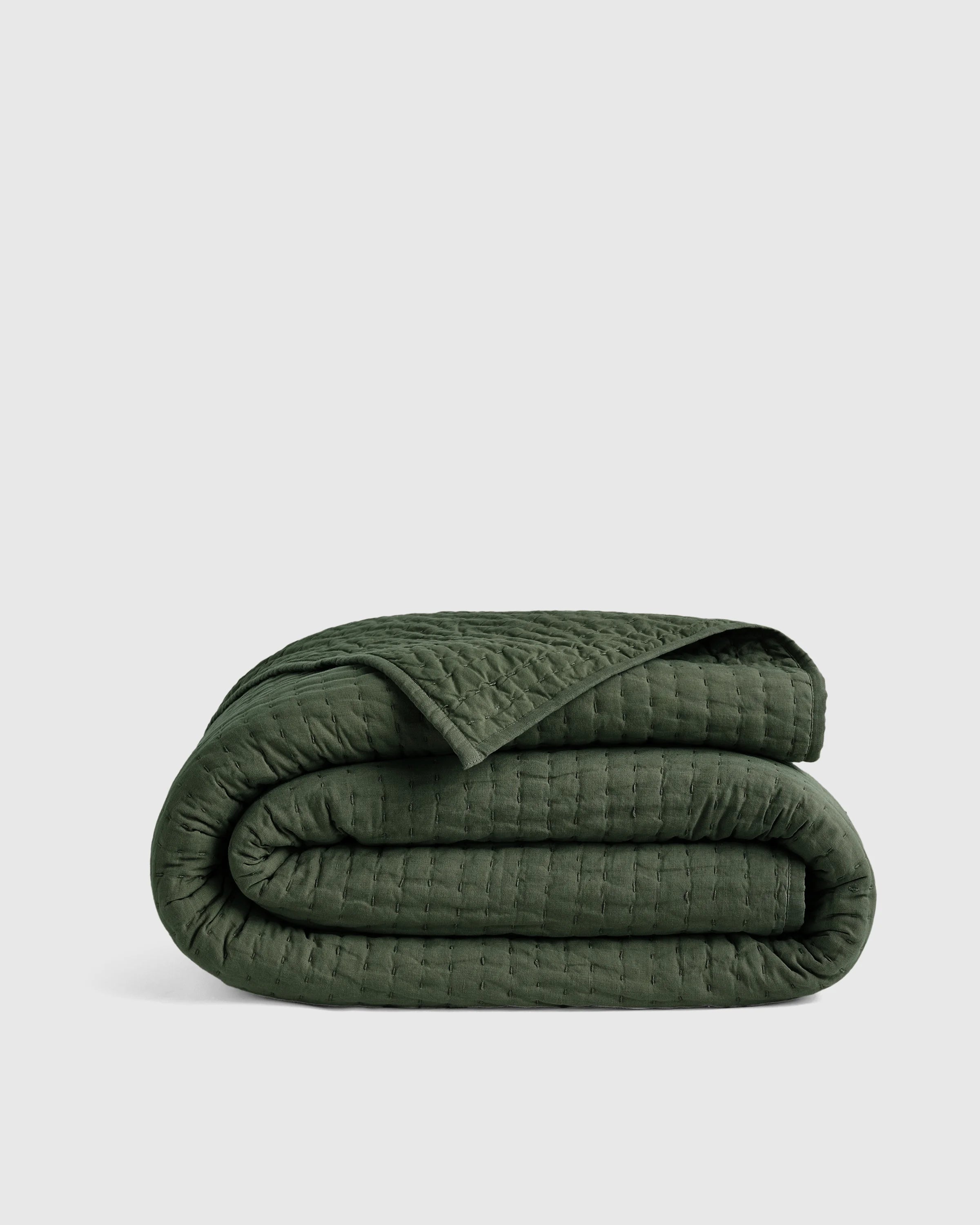 European Linen Cotton Stitch Quilt - Twin / Stone Secondary image