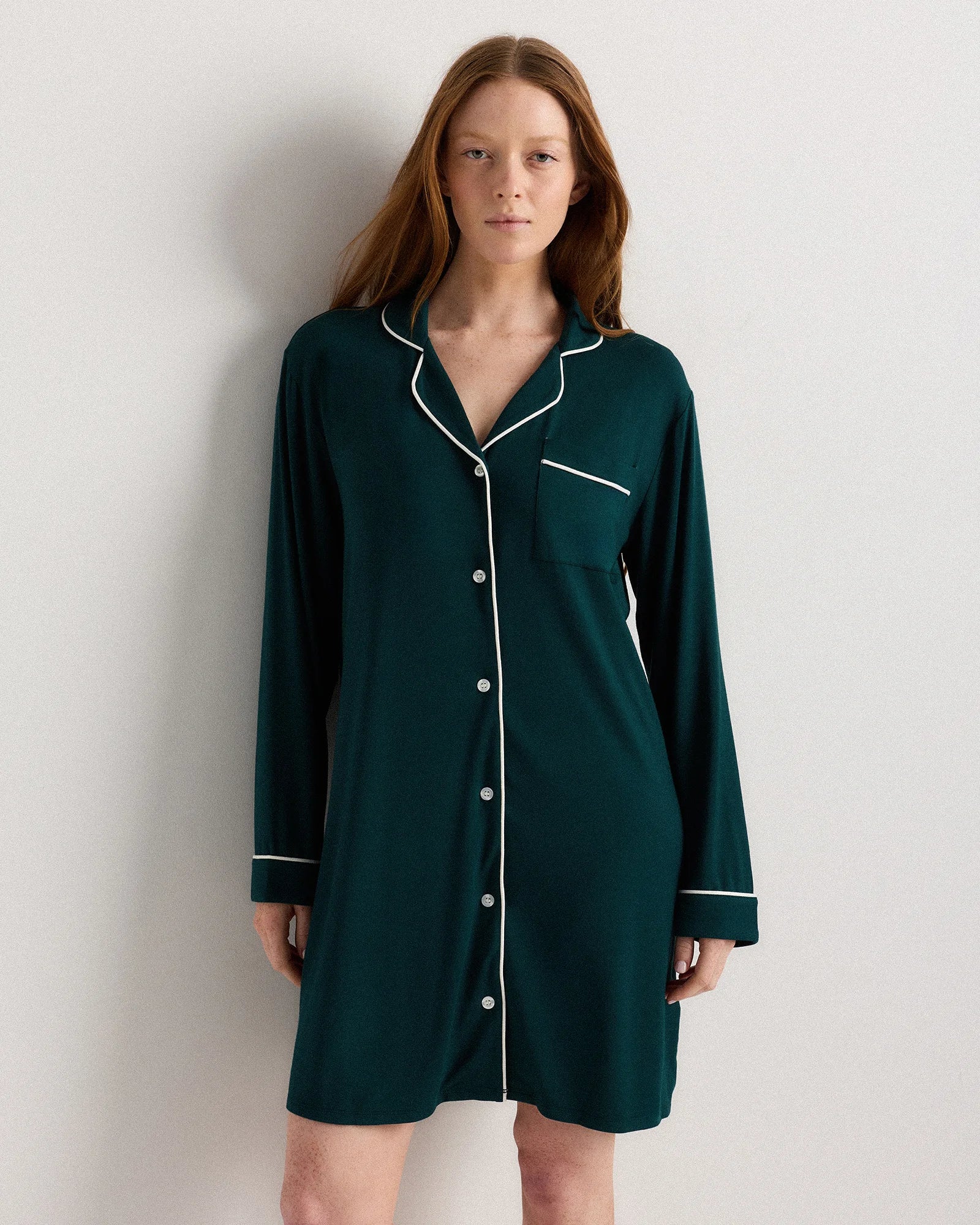 Bamboo Jersey Sleep Shirt - XS / Rhubarb Secondary image