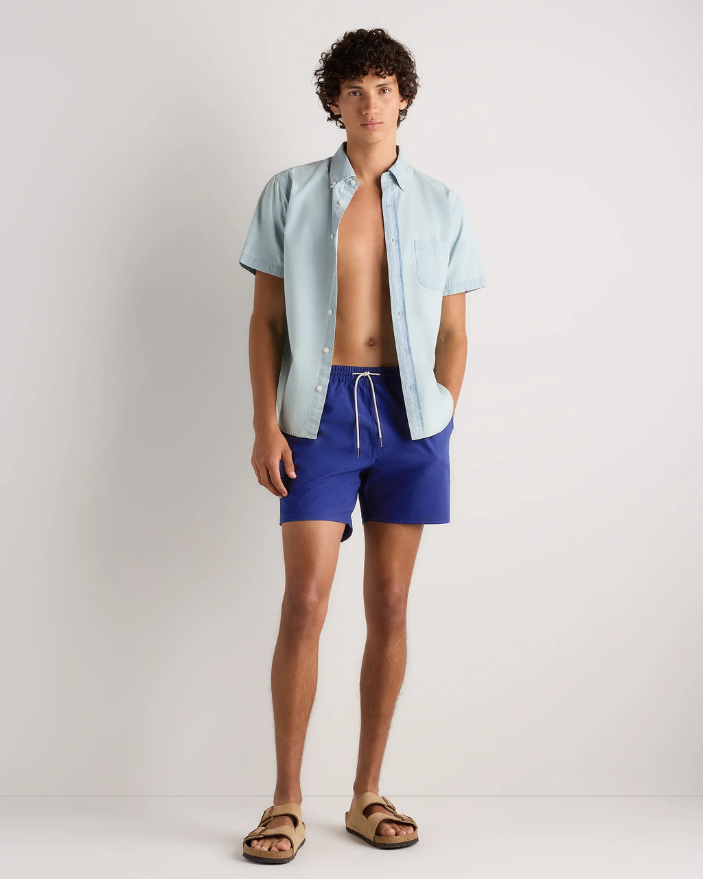 Seersucker Swim Trunks - 5.5" - S / Navy Seersucker