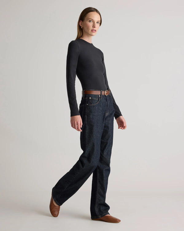 Stretch Cotton Jersey Fitted Long Sleeve T-Shirt - XS / Linen White
