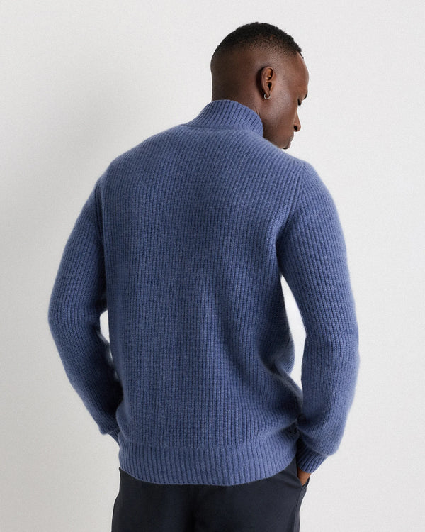 Mongolian Cashmere Fisherman Full Zip Sweater - S / Teak