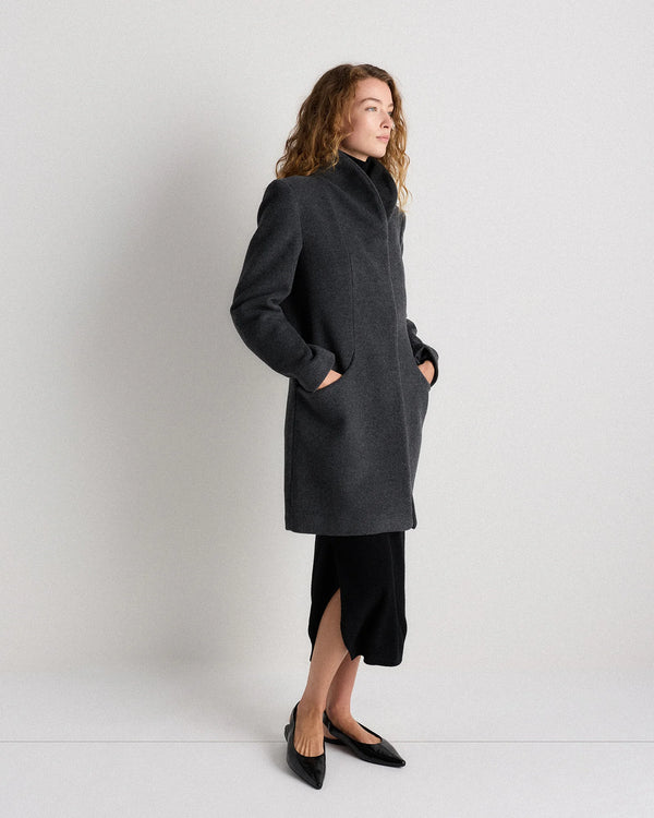 Wool Cashmere Cocoon Coat - XS / Dark Chocolate