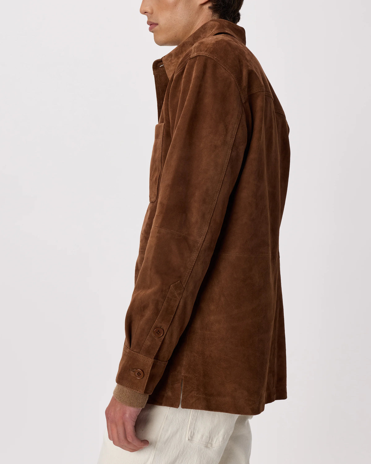 100% Suede Overshirt - S / Cognac Brown