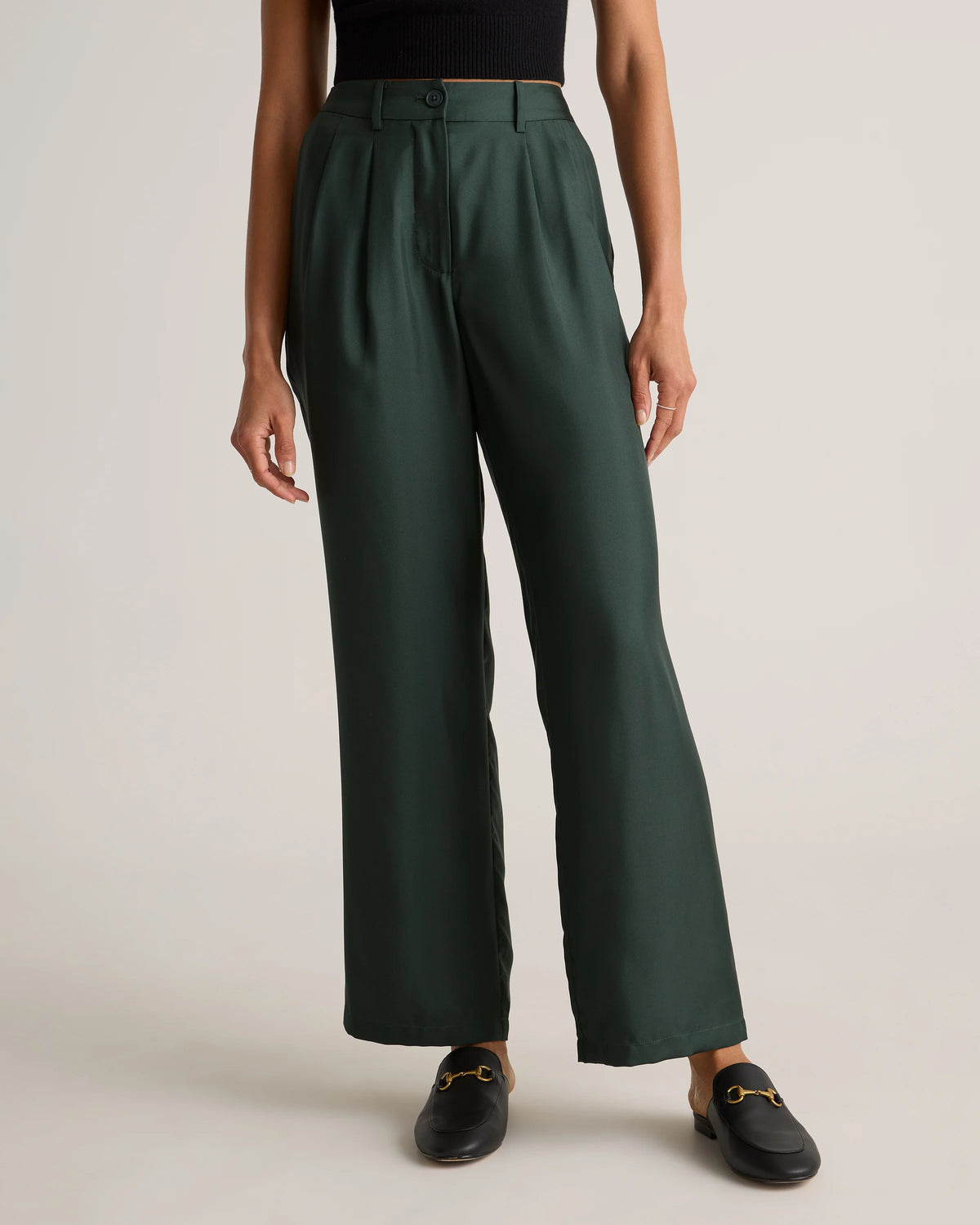 100% Silk Twill Trouser - 0 / Forest Green Main image