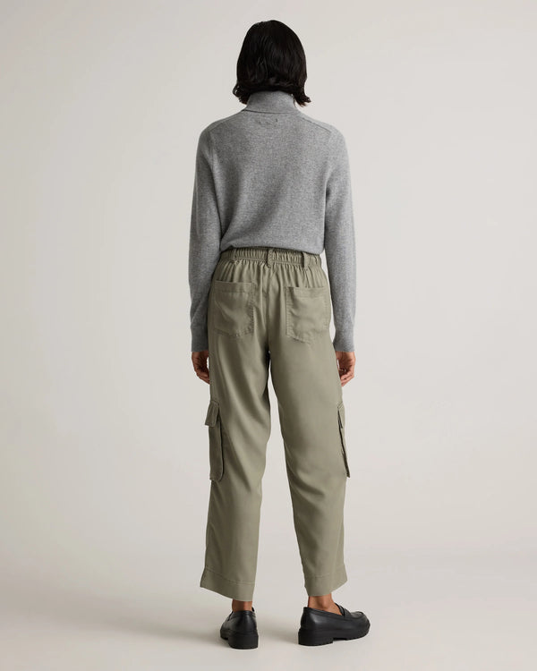 Vintage Wash Tencel Drawstring Cargo Pants - XS / Olive