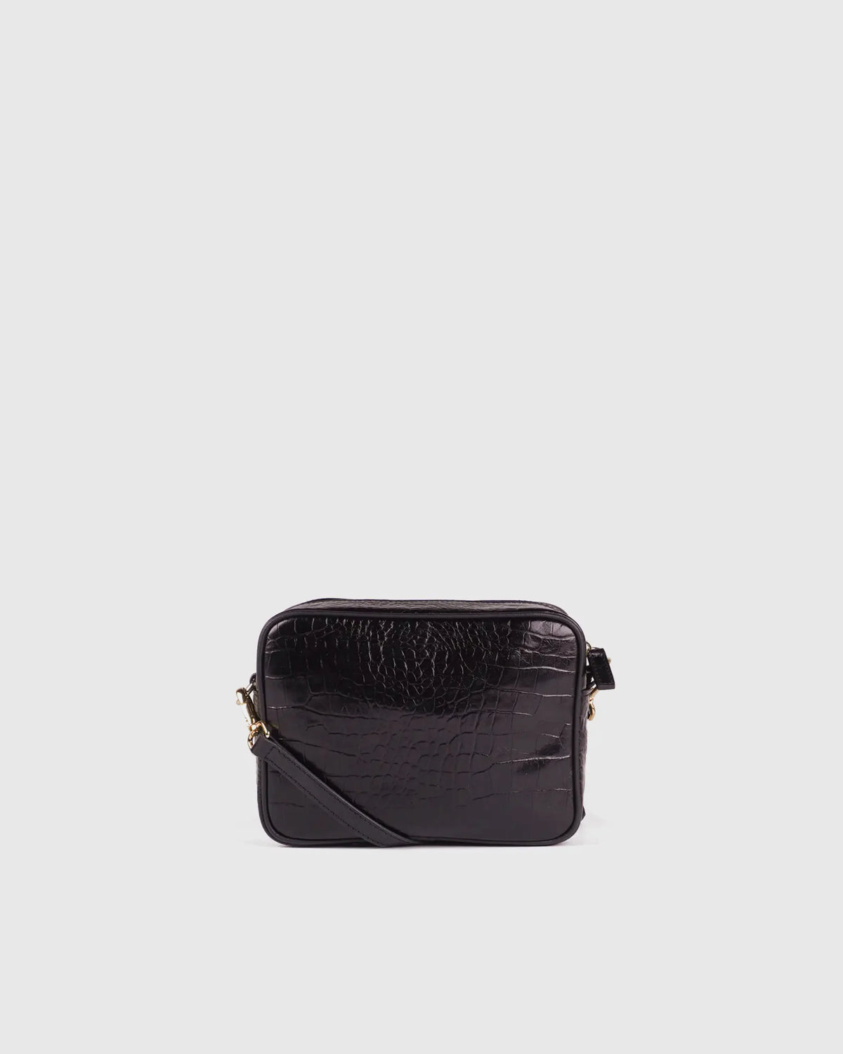 Italian Leather Crossbody Bag - One Size / Black Croco Main image