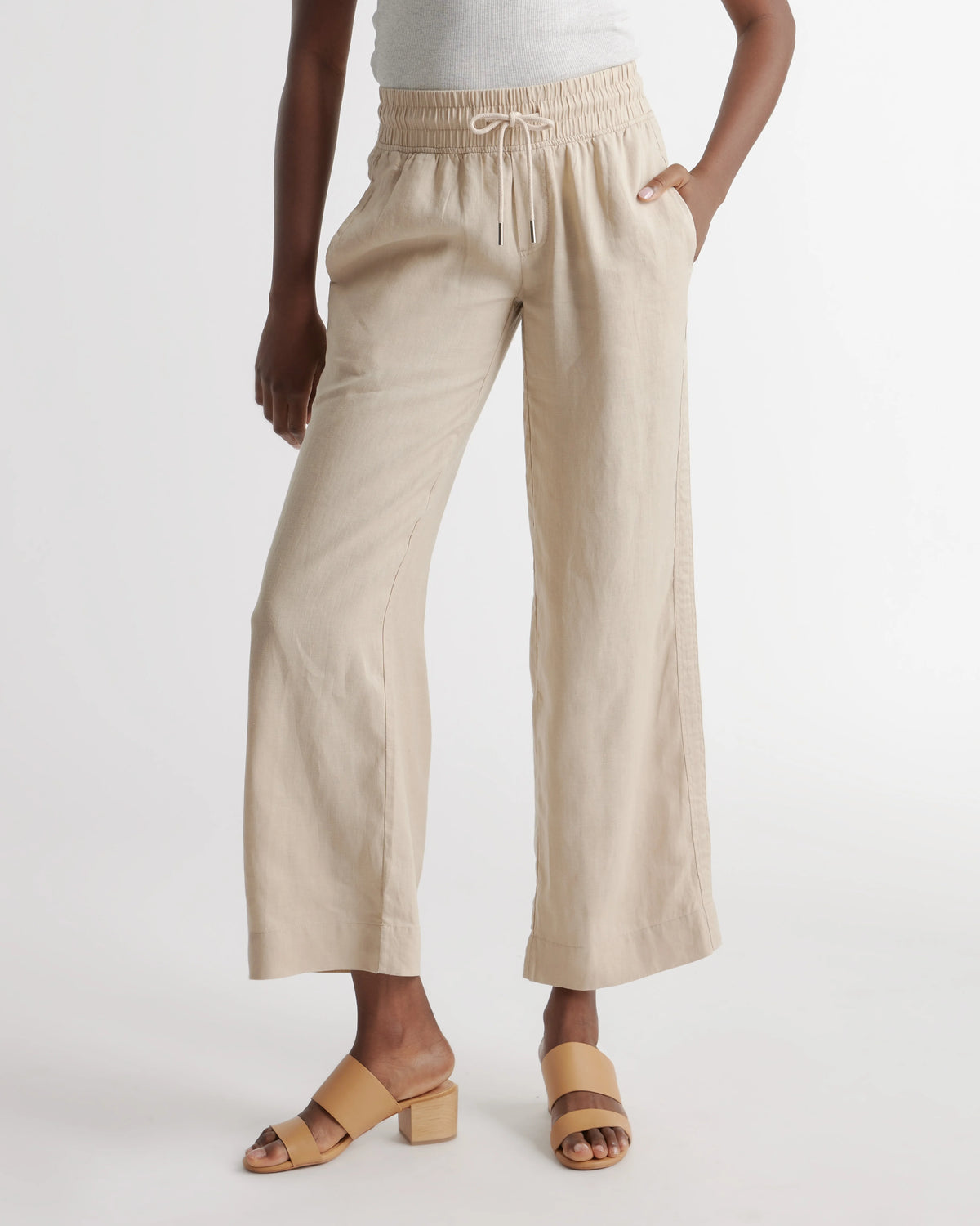 100% European Linen Wide Leg Pants - XS / Bayberry Olive