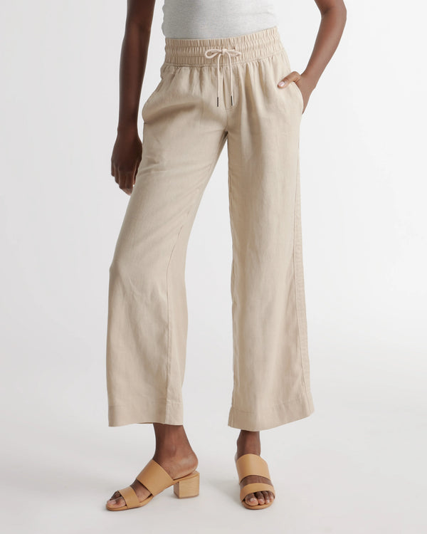 100% European Linen Wide Leg Pants - XS / Bayberry Olive