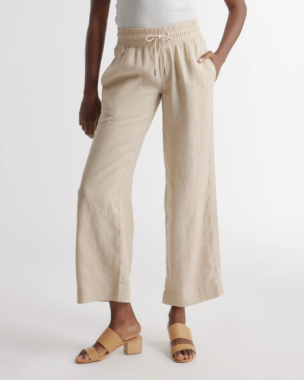 100% European Linen Wide Leg Pants - XS / Flax