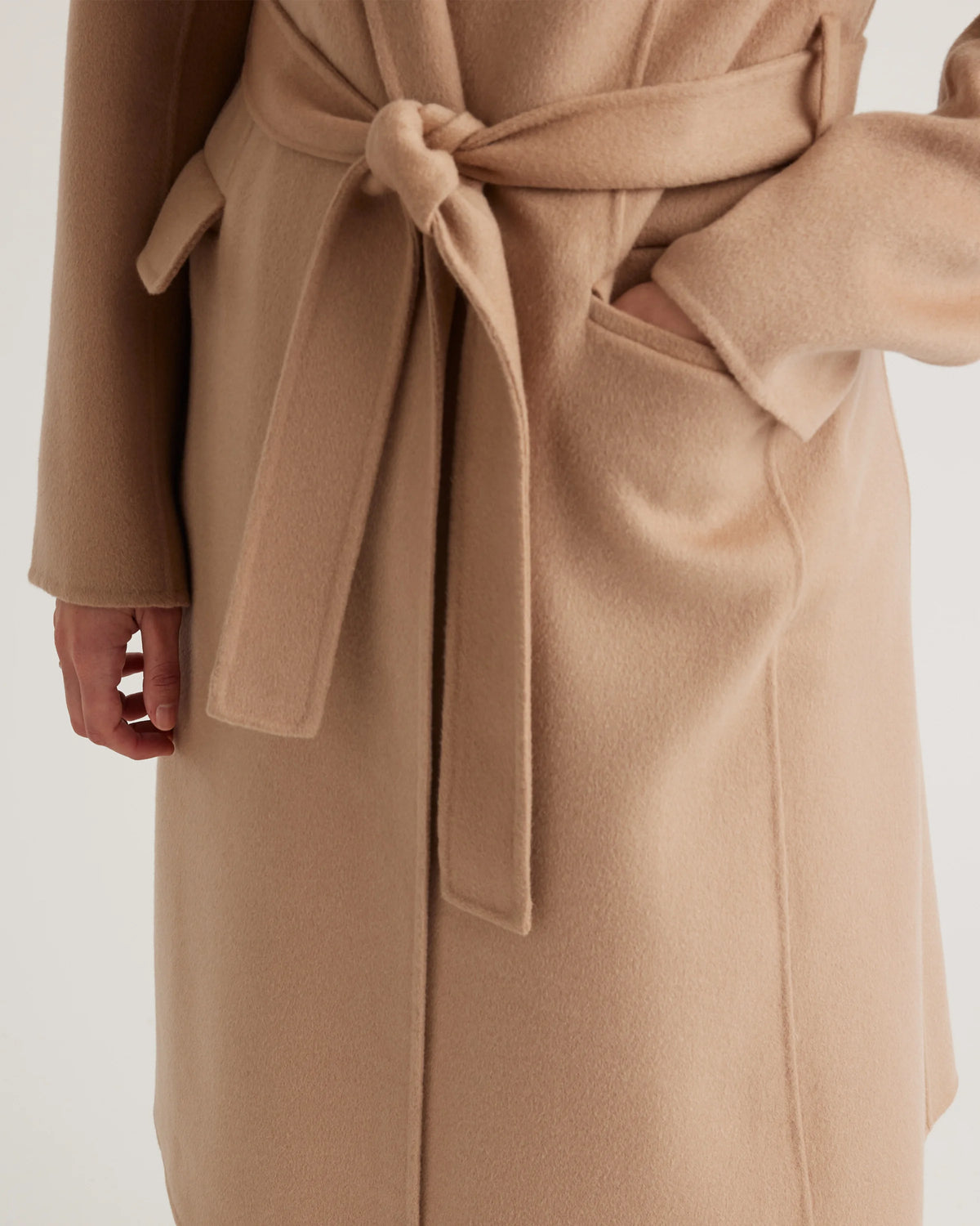 100% Mongolian Cashmere Double-Faced Wrap Coat - XS / Camel