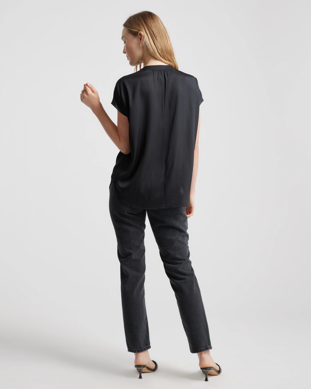 Washable Stretch Silk Dolman Sleeve Blouse - XS / Forest Green