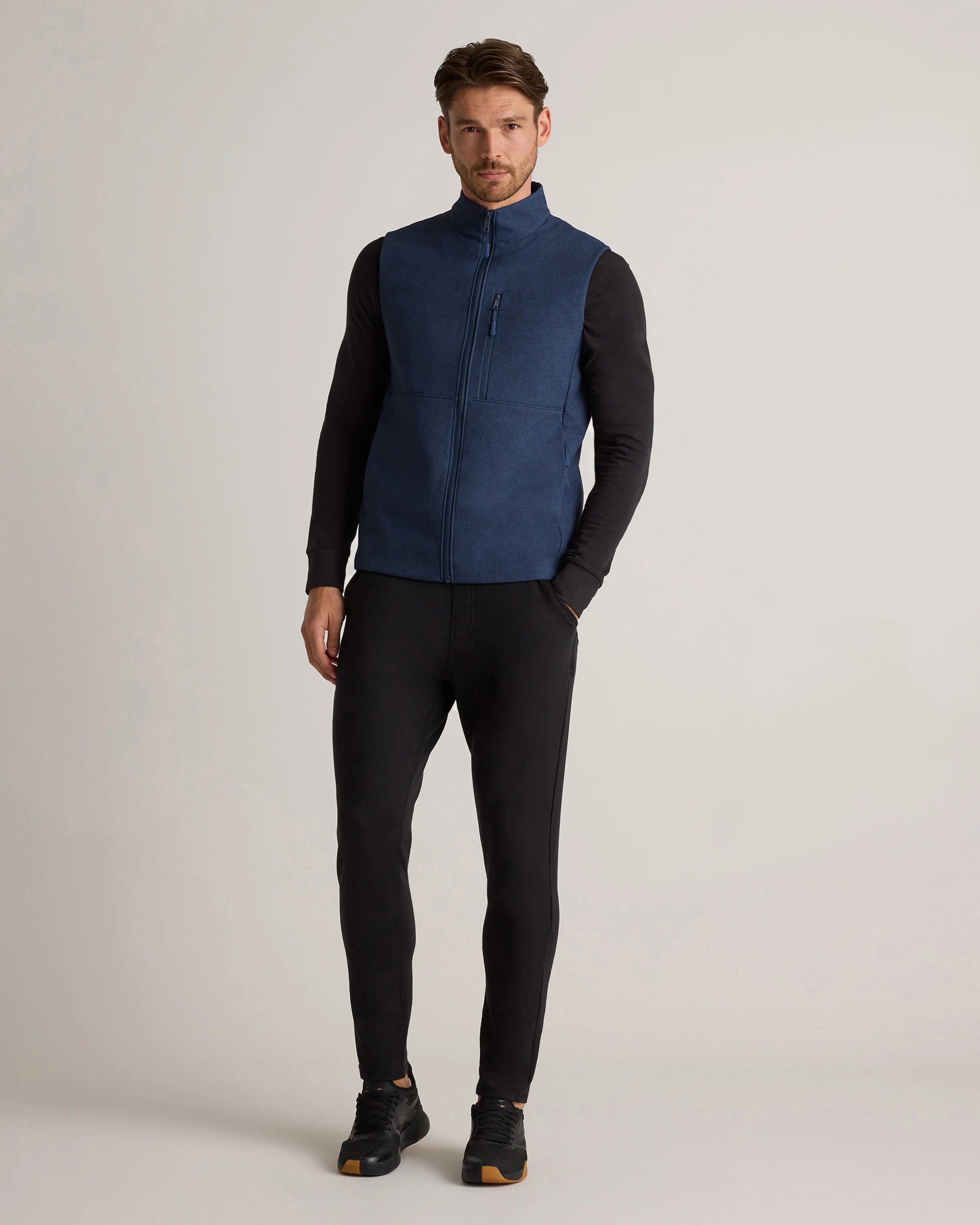 Softshell Fleece-Lined Full-Zip Vest - S / Heather Deep Navy Secondary image