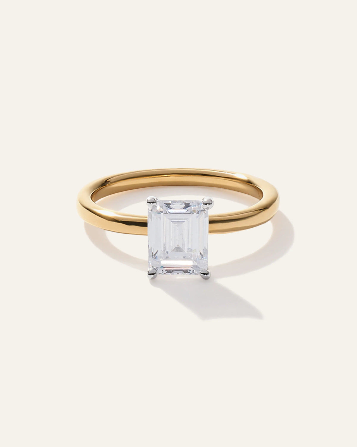 Lab Grown Diamond Emerald Comfort Fit Engagement Ring - 2ct - 4 / Yellow Gold Main image