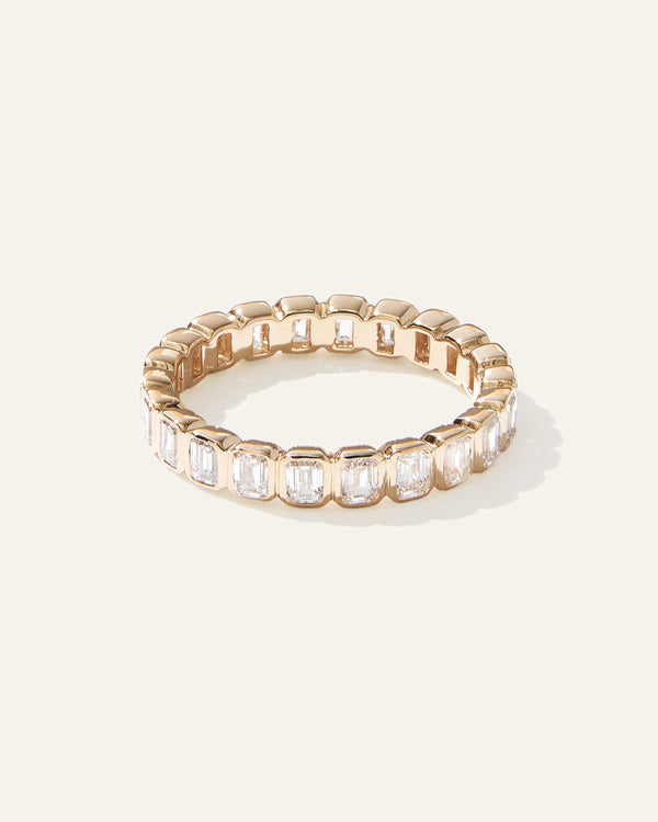 Lab Grown Diamond Emerald North-South Bezel Eternity Band - 4 / Yellow Gold
