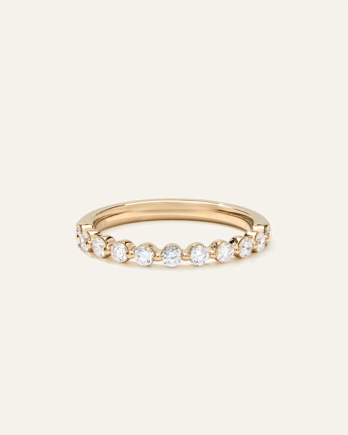 Lab Grown Diamond Single Shared Prong Halfway Band - 4 / Yellow Gold Main image
