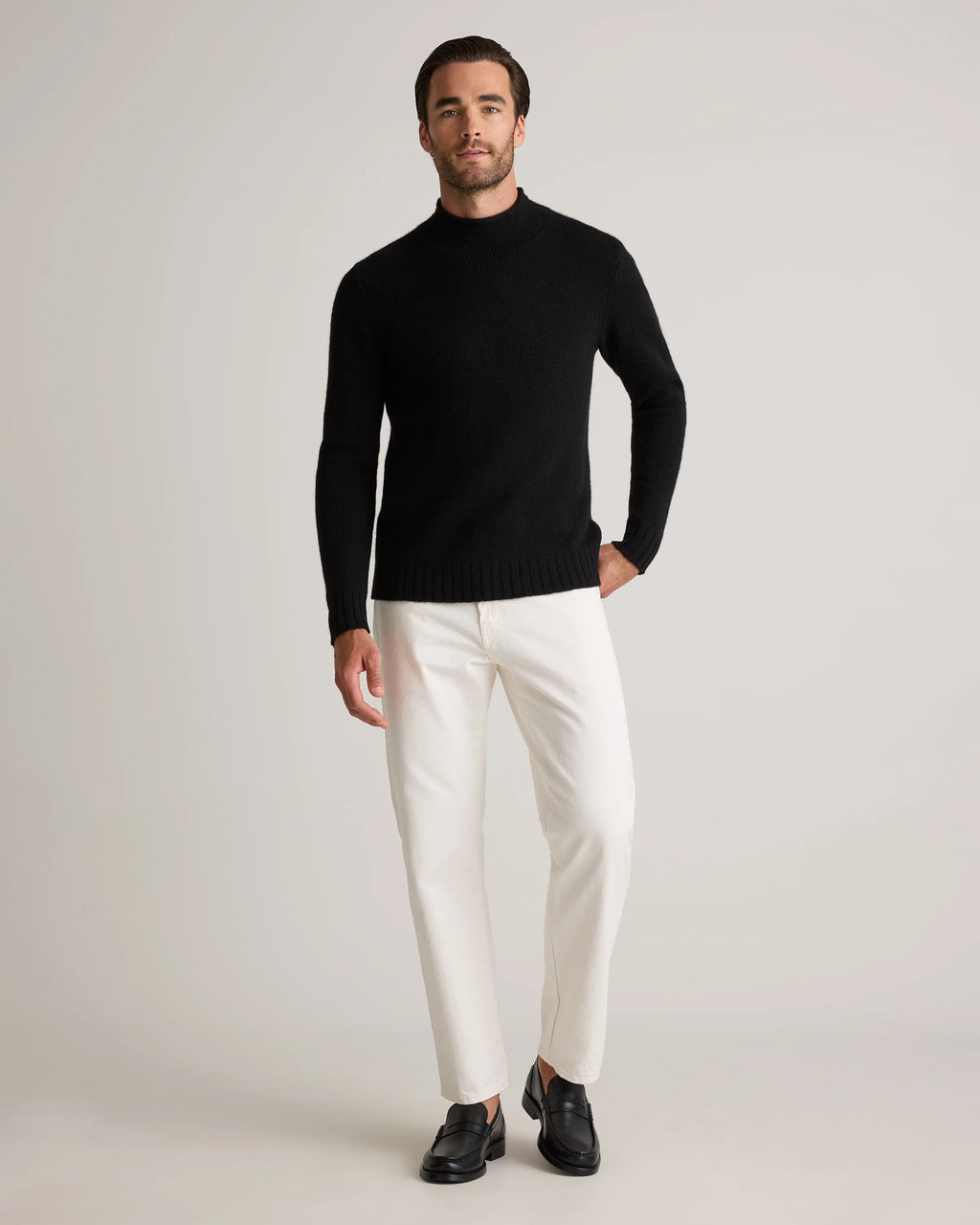 100% Yak Wool Roll Neck Sweater - XS / Black