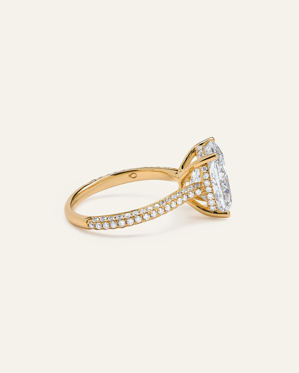 Lab Grown Diamond Elongated Cushion Pave Cathedral Engagement Ring - 5ct - 4 / Yellow Gold