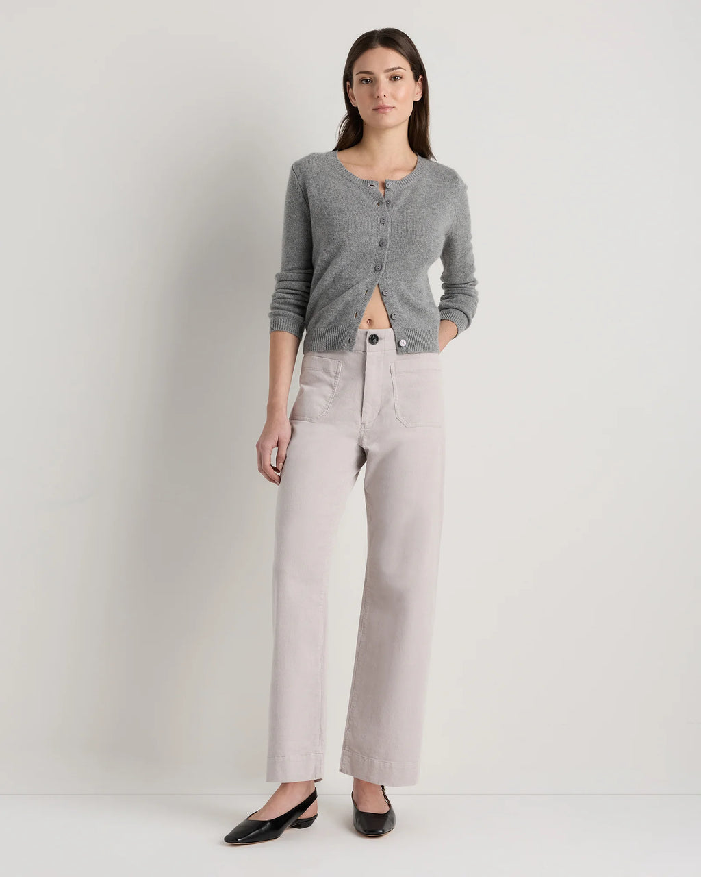 Organic Stretch Corduroy Cropped Wide Leg Pants - 0 / Black