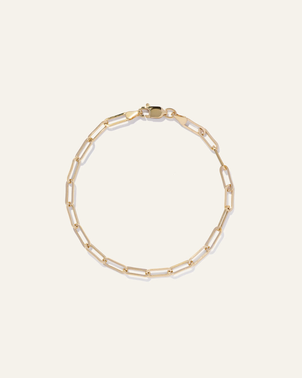 14K Gold Paperclip Chain Bracelet - 7" / Yellow Gold