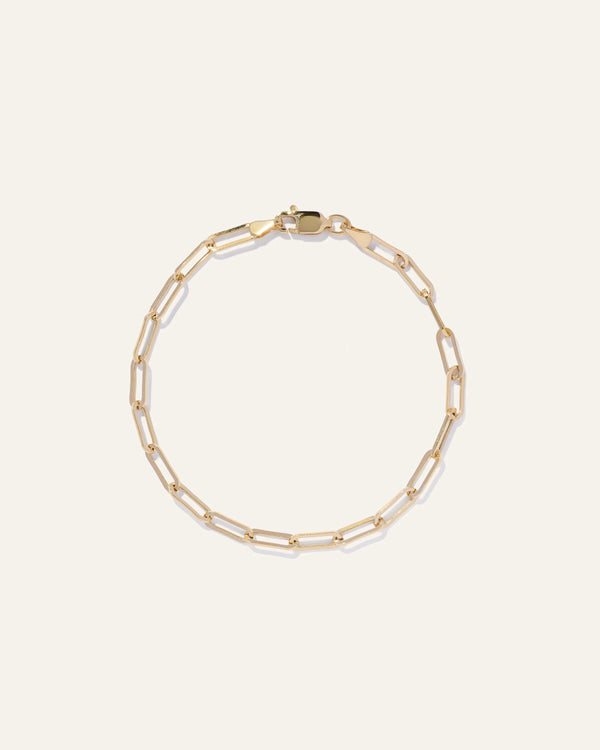 14K Gold Paperclip Chain Bracelet - 7" / Yellow Gold