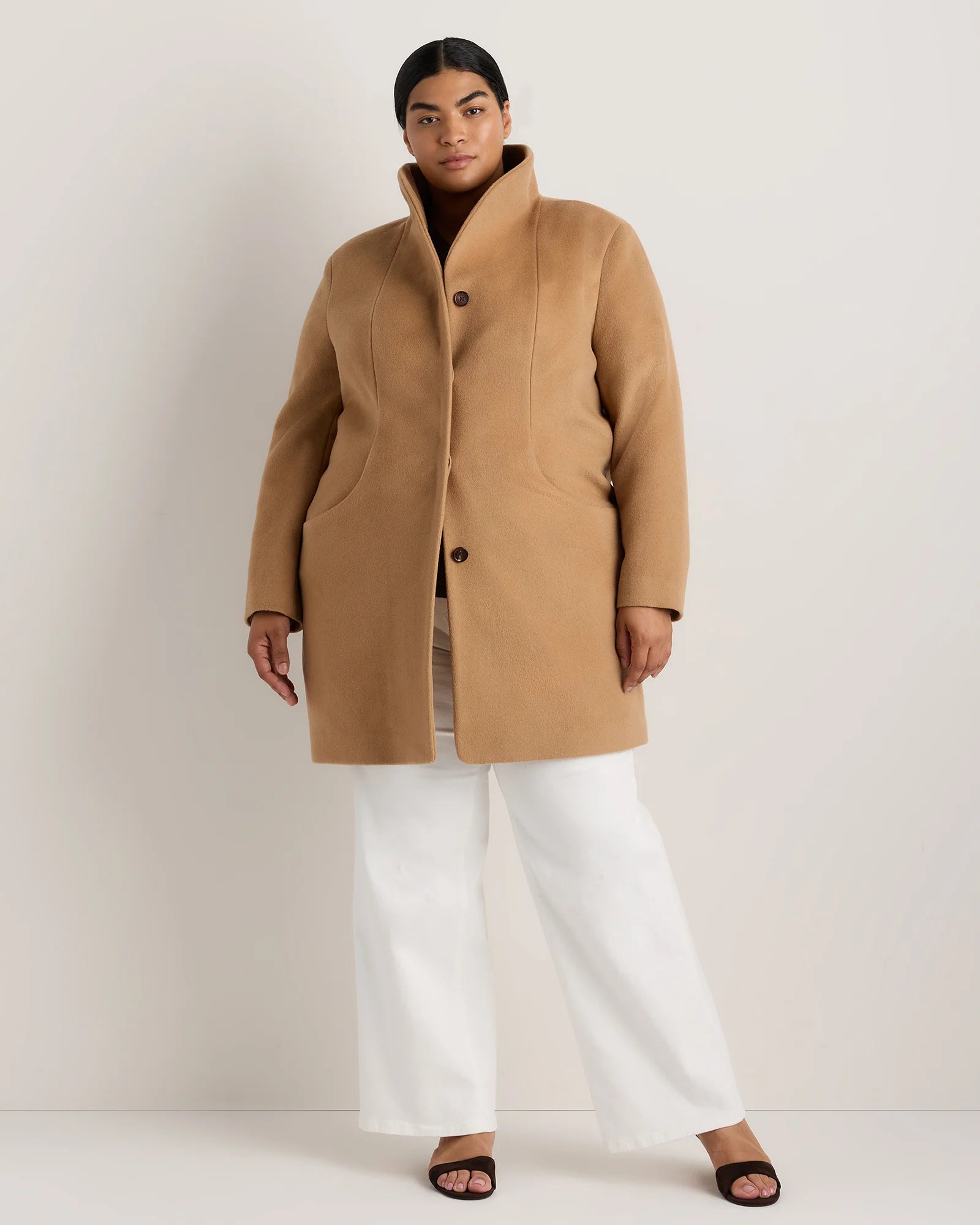 Wool Cashmere Cocoon Coat - 1X / Caramel Secondary image