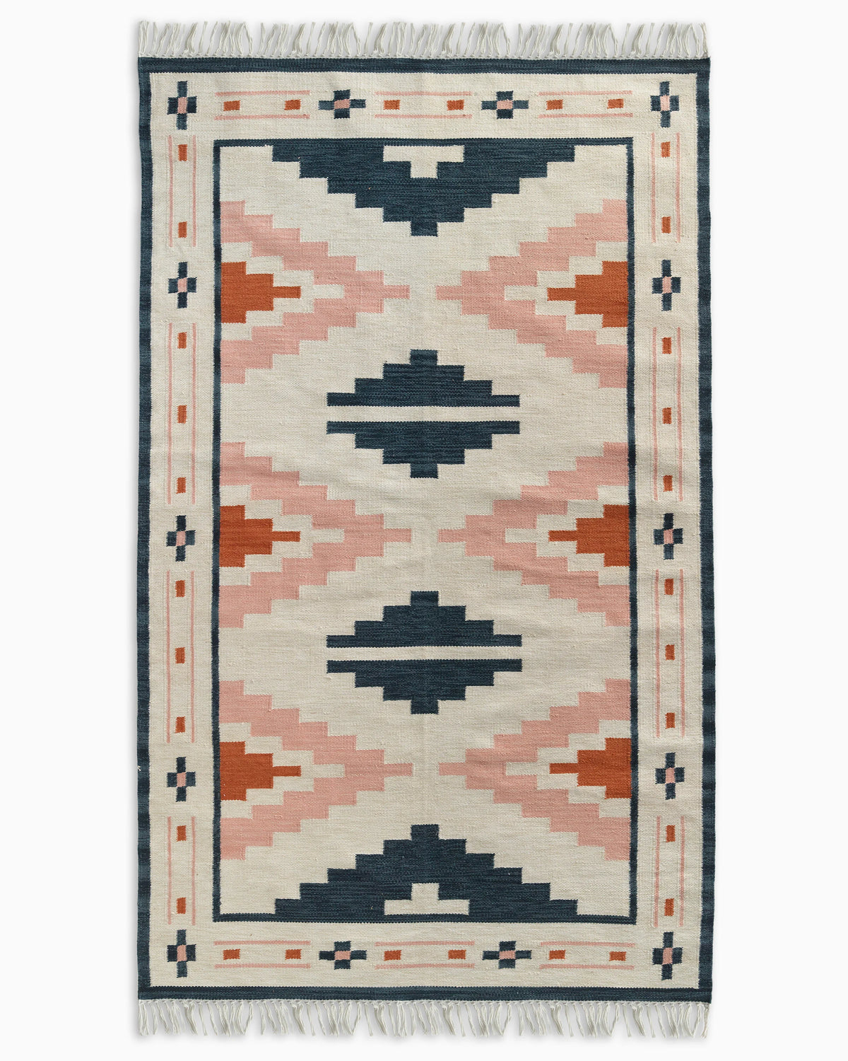 Jasper Indoor/Outdoor Flatweave Rug - 3' x 5' / Navy/Pink/Natural Main image